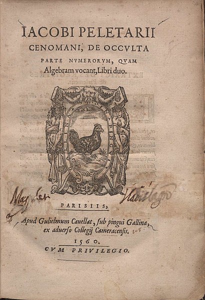 File:Peletier, Jacques – De occulta parte numerorum, quam algebram vocant, 1560 – BEIC 4636870.jpg