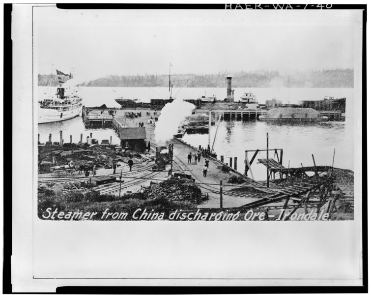 File:Photocopy of photograph. STEAMER FROM CHINA UNLOADING ORE, 1910. (From the Robert Teagle Private collection, Port Townsend, WA) - Irondale Iron and Steel Plant, Port Townsend HAER WASH,16-PORTO.V,1-40.tif