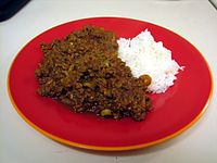 Picadillo served with rice