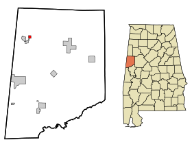 Pickens County Alabama Incorporated and Unincorporated areas Ethelsville Highlighted.svg