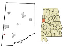 Pickens County Alabama Zonele încorporate și necorporate Memphis Highlighted.svg