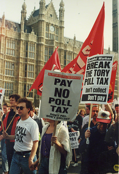 Protestors at the anti-poll tax march in 1990