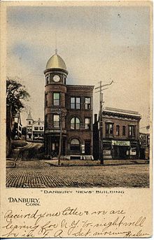 The Danbury News Building as depicted in a postcard circa 1906 PostcardDanburyCTNewsBldg1906.jpg