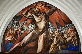 The Prometheus mural, depicting the Greek Titan gifting fire to humanity