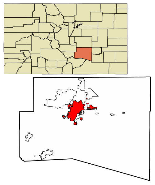 Location of the City of Pueblo in Pueblo County, Colorado