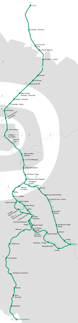 A D RER-vonal útvonala