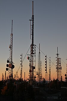 Radio towers on Sandia Peak NM at Sunset