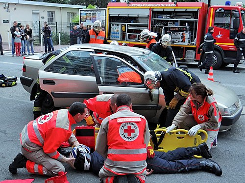 Firemen and red cross