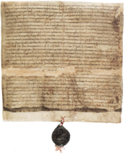 Confirmation of Lubeck law city rights, 1218 Rostocker Stadtbestatigung 1213.png