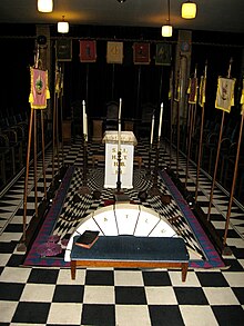 A lodge room set out for use by a Holy Royal Arch Chapter Royalarch1.jpg