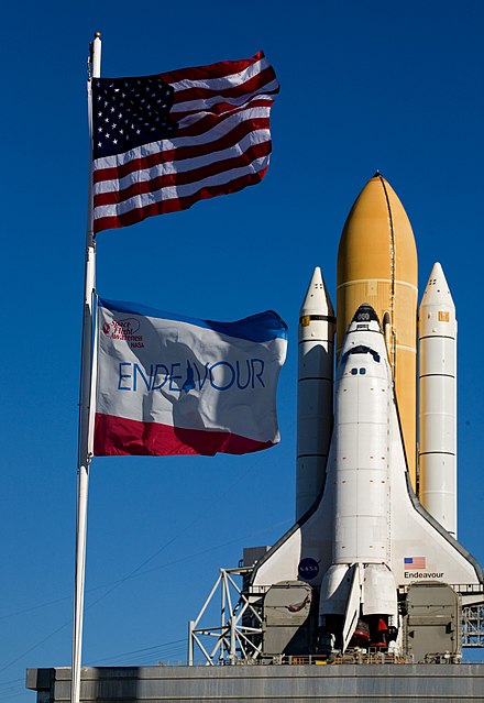 Endeavour arrives at Pad 39A on 6 January 2010 for the STS 130 mission.