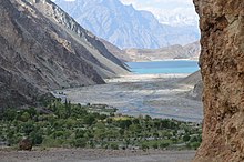 Sadpara lake view from village in Skardu