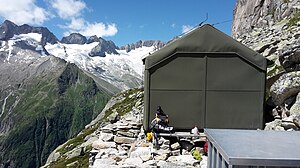 Salbitschijenbiwak mit Dammakette und Dammagletscher