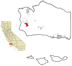 Emplacement dans le comté de Santa Barbara et l'état de Californie