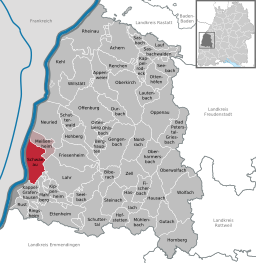 Läget för Schwanau i Ortenaukreis