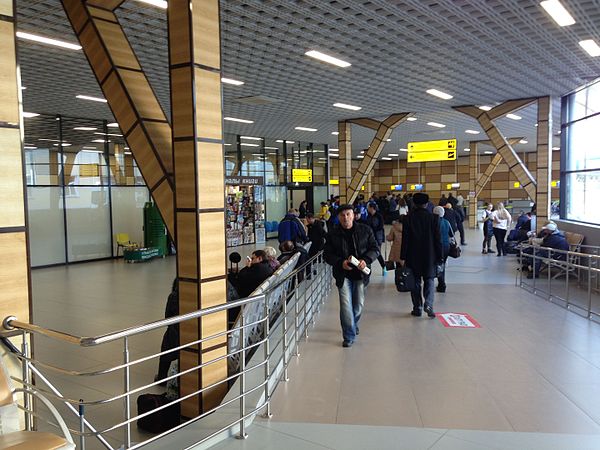 Simferopol International Airport inactive terminal B inside after reconstruction