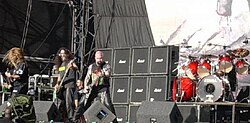 Kiri ke kanan: Jeff Hanneman, Tom Araya, Kerry King dan Dave Lombardo di The Reading Festival tahun 2006