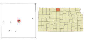 Smith County Kansas Incorporated and Unincorporated areas Smith Center Highlighted.svg