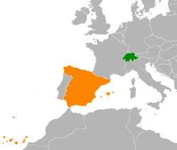 Karte mit Standorten in Spanien und der Schweiz