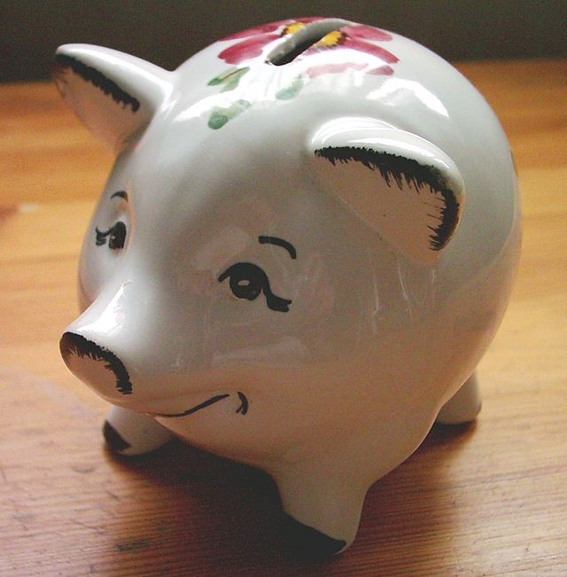 piggy bank with coins