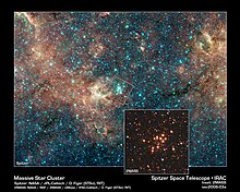 The massive RSGC1 cluster contains 14 red supergiants and one yellow supergiant. Ssc2006-03a.jpg