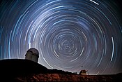 Stars rotate around the southern celestial pole during a night at La Silla