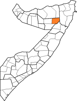 塔雷赫區在蘇爾州（圖中着色區域）的位置