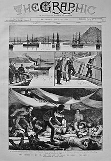 Valiant in Egypt. The Graphic 1882 The Crisis in Egypt, the voyage of HMS Troopship 'Orontes' - The Graphic 1882.jpg