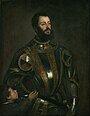 Titian (Tiziano Vecellio) (Italian) - Portrait of Alfonso d'Avalos, Marquis of Vasto, in Armor with a Page - Google Art Project.jpg
