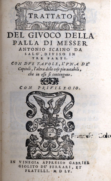 File:Title page of Scaino's Trattato del Giuoco della Palla.jpg