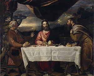 Supper at Emmaus, 163 x 200 cm, c. 1545 (National Gallery of Ireland, NGI.84 Tiziano Vecelli - La cena in Emmaus (National Gallery of Ireland).jpg