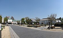 Panoramic view of the Ozone Shimoyashiki compound, with the museum on the left Tokugawa Museum.JPG