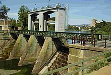 Weir forming the Torrens Lake near Adelaide Gaol