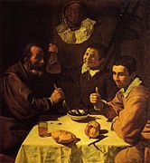 Tres hombres sentados a la mesa, by Diego Velázquez.jpg