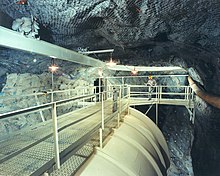 The underground tank of the Homestake experiment when the basin around the tank has not yet been flooded. U.S. Department of Energy - Science - 390 002 007 (9952118384).jpg