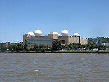 This building on NRL's main campus features prominent radomes on its roof U.S. Naval Research Laboratory 2019d.jpg