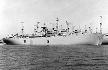 SS Francis P. Duffey [ex-USS Cebu (ARG-6)] laid up in reserve at Suisun Bay, CA., 27 July 1972. USS Cebu (ARG-6) laid up at Suisun Bay, California (USA), 27 July 1972 (NH 83859).jpg