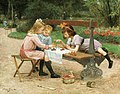 Le goûter au jardin public, tableau de Victor Gilbert (1847-1933)