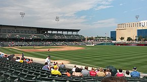 The Indians have played at Victory Field since 1996. Victory Field Left Field.jpg