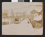 Spårvagn mot Homansbyen på Gamlebylinjen på Oslo gate, mellan 1890 och 1910