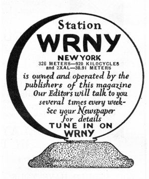 1928 advertisement promoting magazines and radio station WRNY AD 1928.png