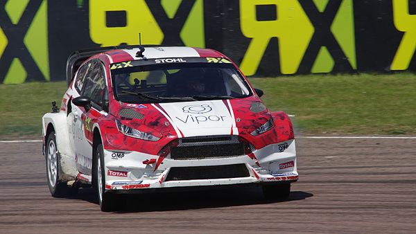 Stohl driving for World RX Team Austria in the 2015 World RX of Great Britain