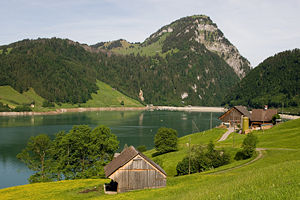 Wägitalersee with a view of Innerthal
