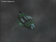 Videos frequently appear during gameplay. This image depicts a dropship transporting the player's forces towards the campaign's first Away mission. War Zone 2100 - Dropship cinematic.png