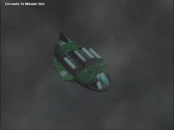 Screenshot of a pre-rendered cutscene from Warzone 2100, a free and open-source video game War Zone 2100 - Dropship cinematic.png