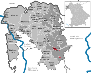 Läget för Weibersbrunn i Landkreis Aschaffenburg