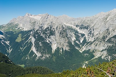 Puittal und Bergleintal mit Öfelekopf, Leutascher und Partenkirchener Dreitorspitzen