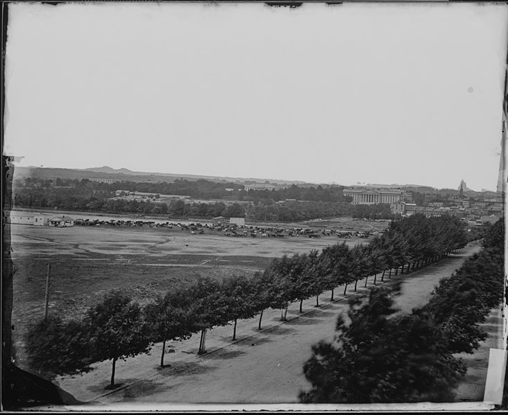 File:White Lot during the war, Washington D.C. Shows Tiber River, now "B" St. - NARA - 529253.jpg