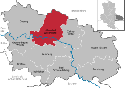 Elhelyezkedése Wittenbergi járás térképén