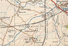 1946 map of Wolfhampcote parish, the old village is near Braunston, the map shows the former railway lines which criss-crossed the area, both now closed Wolfhampcote Parish, 1946.jpg